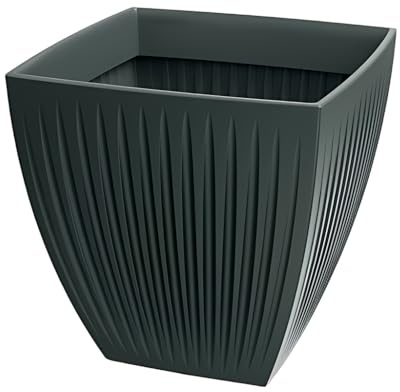 Kreher® Eckiger XXL Pflanzkübel Blumenkübel Übertopf 'Latia' aus robustem Kunststoff in Anthrazit. Zeitloses, ästehtisches Design, in verschiedenen Größen. Robust und pflegeleicht. (1, Eckig XXL)