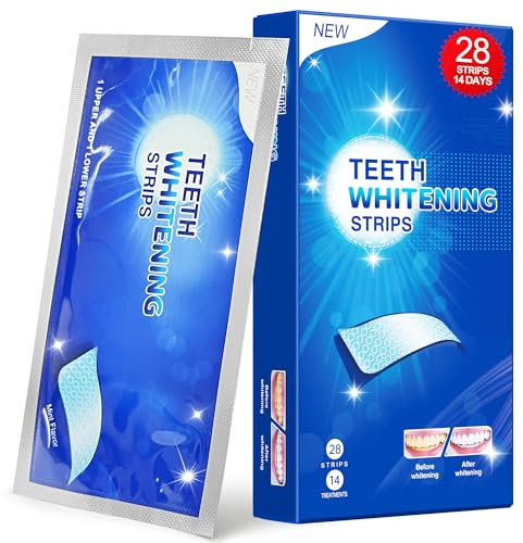 Blanchiment Dentaire Kit de Blanchiment des Dents - 28 Bandes 14 Ensembles Blanchisseur de Dent - Sans Sensibilité, Bandes Antidérapantes, Sans Danger pour l'Émail Kits de blanchiment des dents