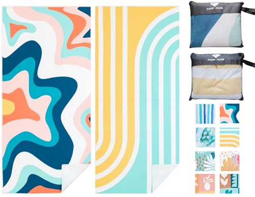 PY SUPER MODE 2 Pack Beach Towel - 75 x 35 inches Quick Dry Microfiber Beach Towels Oversized, Lightweight Soft and Absorbent Bath Towel Suitable for Swimming Pool Camping for Adults