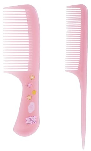 2 Pcs Baby Comb Toddler Small Cute Hair Comb Mini Set Fine Tooth Rat Tail Portable Anti-Static Plastic Hairdressing Gift Detangling Hairdressing Styling(Pink)