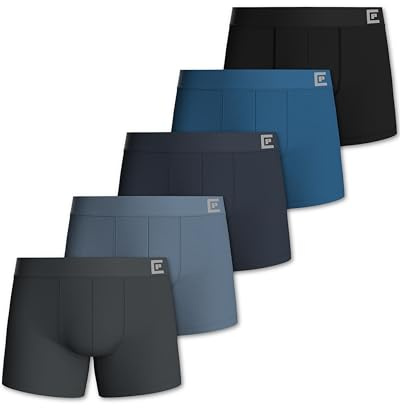 Pierre Calvini Mens Boxers - Soft Cotton Boxers for Men (5, Blue, S)