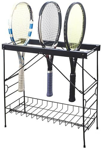 Badmintonschläger-Aufbewahrungsregal, Tennisschläger-Organizer, mobiler Ausstellungsständer, Schlägerhalter, für 18 ~ 20 Schläger, für Zuhause/Fitnessstudios/Abstellraum