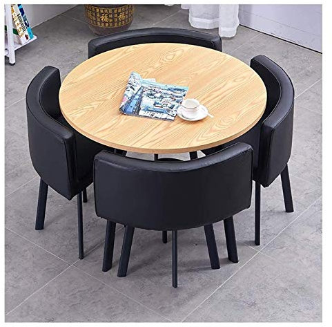 Modernes Design Büro Konferenztisch und Stuhl Set für Wohnzimmer 80 cm Esstisch mit Stühlen im Restaurantstil (schwarz) ideal für Meetings und Essveranstaltungen