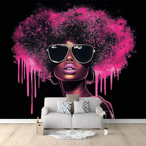 Fotomurales 3D Cabello Africano De Las Niñas 300x210 cm Papel Pintado Fotográfico, Decoración De la Pared Murales para Salón, Dormitorio, Habitación para Niños, Pared de TV