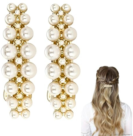 NHQZ 2 PCS Fermaglio per Capelli con Perle Artificiali | Elegante Accessorio per Donne e Ragazze | Ideale per Matrimoni e Spose | Regalo Compleanno o San Valentino alla Moda
