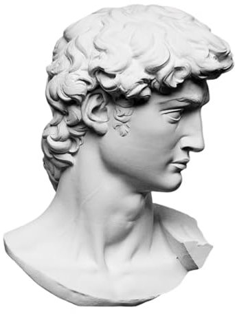 David Bust - Escultura de alabastro blanco Miguel Ángel clásico renacentista cabeza masculina