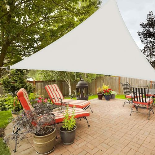 SRHIMEOS Tende a Vela Parasole Protezione Solare 90% UV 5x5x7m, Vela Ombreggiante Triangolare Impermeabile, Telo Resistente in Tessuto Oxford per Giardino, Terrazza, Patio