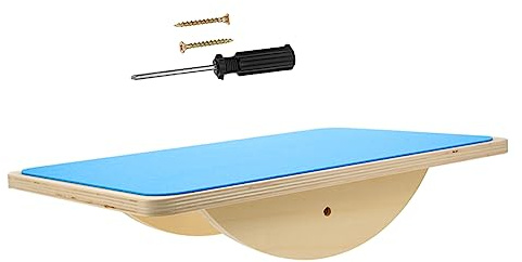 Milisten Wooden Balance Plate and Kids Seesaw for Toddler Sensory Training Blue Balance Board Toy for and Coordination