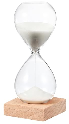 PATIKIL Timer A Sabbia Da 10 Minuti, Orologio A Sabbia Con Base In Legno Clessidra Timer Per Decorazione Casa Ufficio Ristorante, Bianco