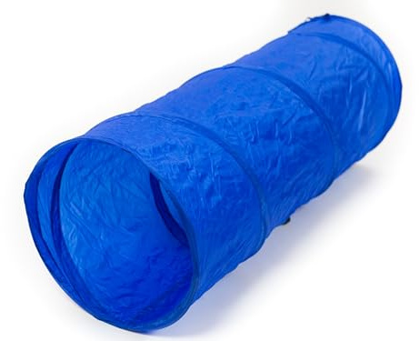 Ingbertson Agility Tunnel für Hunde, 60 x 152 cm, blau – Trainings-Tunnel für Welpen & kleine Hunde, für Garten & Wohnung, schneller Auf‑ und Abbau mit Tragetasche