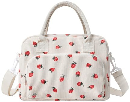 Vexaflow Bolsa Térmica Porta Alimentos, 12L Bolsa Comida Trabajo, Loncheras de Trabajo, Bonita Térmica de Pana para el Almuerzo, Portátil Lunch Bag para Adultos, Ideal para Viajes y Picnics