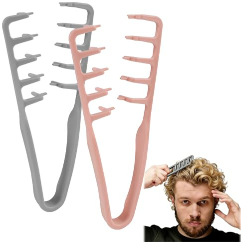 2 stycken texturkam lockkam, texturkam, hårtång texturkam, Wide Tooth Comb, locktång kort hår strukturkam, Magic Comb, volymgivande hårstylingkam med breda tänder