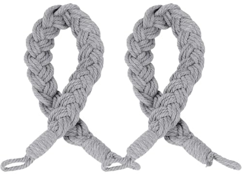 TopHomer Alzapaños de cuerda de cortina, 6 opciones de color, lazos de cortina con 2 ganchos de metal, soportes de cortina de cuerda tejida para cortinas de hotel en casa (2, gris)