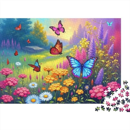 Giardino Colorato di Farfalle Puzzle 1000 Pezzi Carta per Adulti Prato Fiorito Gioco di Puzzle 1000 Pezzi Relax Regalo 52x38cm/1000pcs