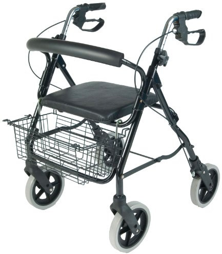 NRS Healthcare MobilityCare Aluminium Four Wheeled Rollator M39634 Walking Aid , Seat and Shopping Basket