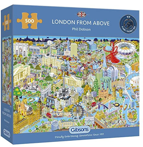 London from Above 500 Piece Jigsaw Puzzle | Sustainable Puzzle for Adults | Premium 100% Recycled Board | Great Gift for Adults | Gibsons Games