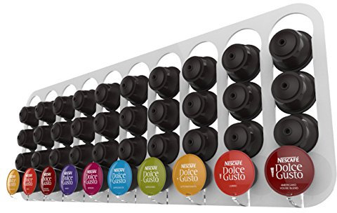 Expression Products Coffee Capsule pod Holder Wall Mounted Holds 40 Capsules, Compatible with Dolce Gusto pods (White)