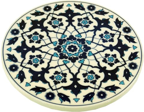 Orientalischer Keramikuntersetzer, rund mit Mandala Motiv, Muster 11