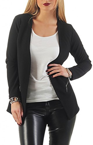 Damen lang Blazer mit Taschen ( 501 ), Farbe:Schwarz, Blazer 1:44 / XXL