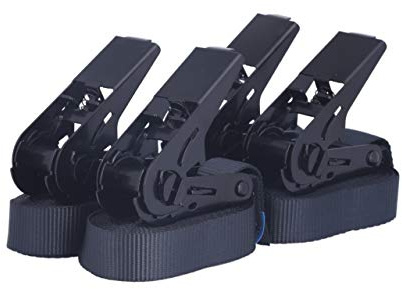 Sandax 4er-Set Zurrgurte mit Ratsche, langlebige Einteilige Spanngurte, Ratschengurte, Länge 6 Meter (6m), Breite 25mm, Farbe schwarz, Zertifiziert, belastbar bis 900kg, nach DIN EN 12195-2