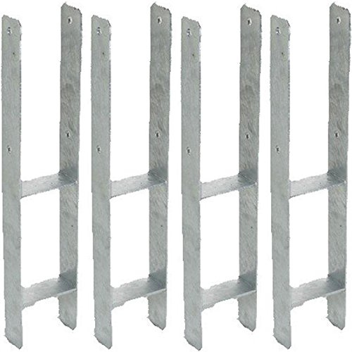 Gardopia Sparpaket: 4 x 101mm Pfostenträger H-Form Feuerverzinkt zum Einbetonie