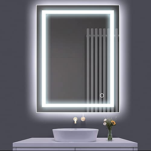Espejo Baño Con Luz, Espejo Baño Led, Espejo de Baño, LED Blanco Frío, Interruptor Táctil, IP67, Diseño a Prueba de Explosiones, 22 W, 60 * 80cm