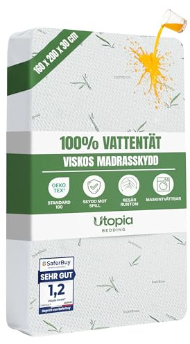 Utopia Bedding Coprimaterasso Matrimoniale Impermeabile 160 x 200 x 30 cm, Certificato OEKO-TEX, Proteggi Materasso, Traspirante, Lavabile, Stile Montato Tutto Intorno Elastico