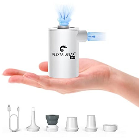 FLEXTAILGEAR MAX PUMP 2020, Pompa Elettrica Portatile da Campeggio, Pompa Sottovuoto, Batteria Ricaricabile da 3600 mAh, 5 Ugelli Utilizzare per Materassi, Anelli da Nuoto, Cuscini d'aria
