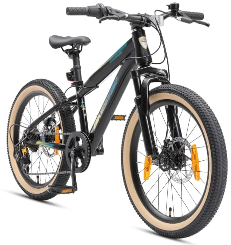 BIKESTAR Kinder Fahrrad Mountainbike 7 Gang Shimano, Scheibenbremse ab 6 Jahre | 20 Zoll Kinderrad MTB | Schwarz