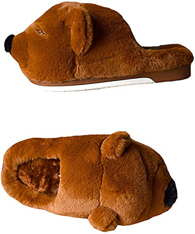 LANFIRE Groß Kinder Erwachsene Baumwolle Hausschuhe Bären Hausschuhe Tier Hausschuhe Plüsch Hausschuhe Damen Schuhe Baumwoll schuhe (40/41, Brown slipper, numeric_40)