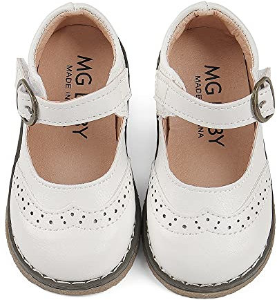 Cheerful Mario 1-6 Y Girls Mary Jane Shoes Toddler Girls Ballerina Shoes Baby Girls Dress up Shoes White 5 UK Child