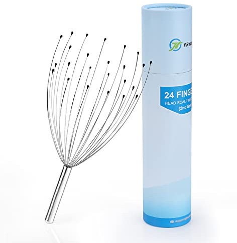 FREATECH Head Massager Scalp Scratcher with 24 Fingers and Acupressure Head for Deep Relaxation, Stress and Pain Relief, Perfect Body Relaxing Massage Tool