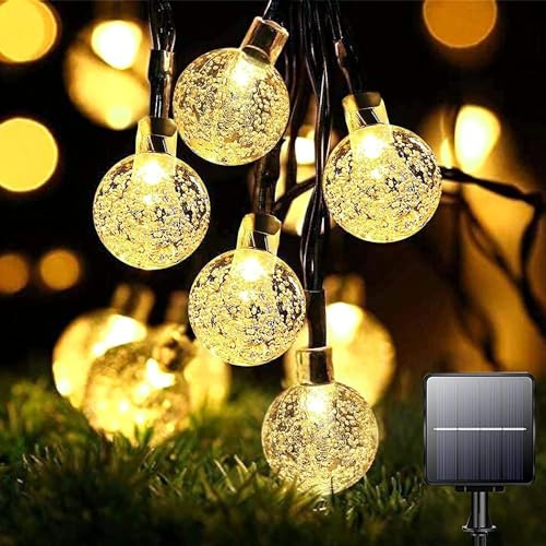 Lezonic Solar Fairy Lights Outdoor, 50LED 23ft Solar String Lights Waterproof, 8 Modes Garden Lights for Gazebo, Lawn, Patio, Yard, Porch, Wedding, Party, Festival Decoration (Warm White)