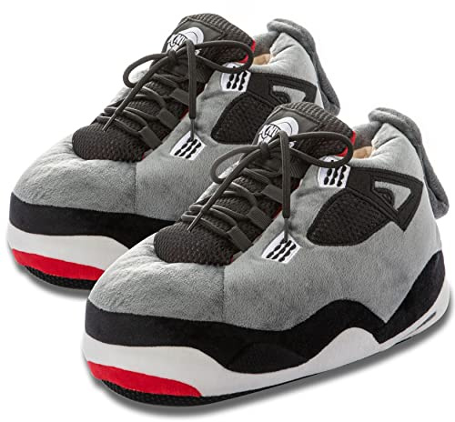 Knuffis Sneaker Slippers women Sneaker Slippers men fluffy plush slippers women funny uk 4-11 One-Size (Grey Black)