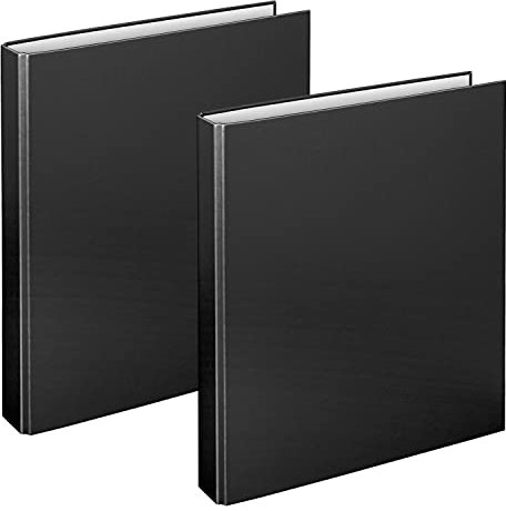VELOFLEX A114108 - Ringbuch Basic, DIN A4, 2 Stück, schwarz, Füllhöhe 25 mm, Ringordner mit 2 Ring-Mechanik