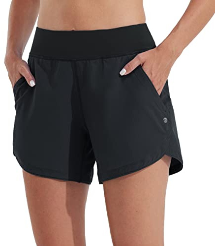 WILLIT Damen 5 Badeshorts Boardshorts UPF50+ Badehose High Waisted Schwimmshorts Badehose Schnell Trocknende UVA Schutz mit Liner Taschen