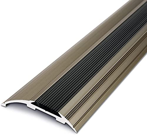 Tira de transición de piso Tira divisoria de piso, tira de transición Caucho y amp;Tira de transición de aluminio antideslizante, umbral reductor for piso de madera/laminado/baldosa, cubre y protege l