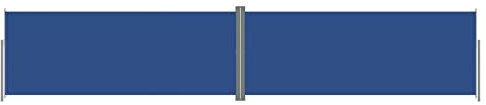 Makastle Balkon Seitenmarkise Ausziehbar Sichtschutz Windschutz Automatisch Einfahrend Seitenwandmarkise Markisenstoff mit Bodenmontage, für Balkon & Terrasse, Blau 200x1000 cm