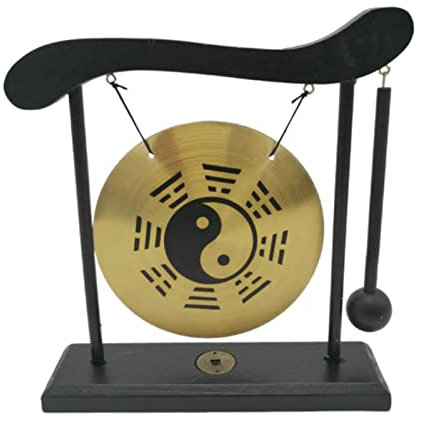 predolo Gong Ornament, Gongs Glocken Windspiele, Art Messing Feng Shui Desktop Gong Chinesische Gong Glocke mit Ständer für Tisch-Heimdekorationen