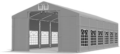 DAS COMPANY Partyzelt 6x12x2,5m wasserdicht grau Zelt 560g/m² PVC Plane Hochwertigeszelt Gartenzelt Winter SD - Faltpavillon - Lagerzelt Winterfest - Festzelt - Gartenpavillon - Pavillon - Lagerzelt