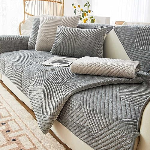 Racib Sofa Überzug Samt Ecksofa L Form, Sofabezug Sofabezug rutschfest Plüsch, Couch Überzug u Form Sofaüberwurf rutschfest, Sofaschoner Hund Sofadecken Für Sitzfläche,9-110x240cm