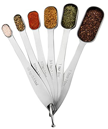BESTonZON 6pcs Measuring Spoon Set Stainless Steel Spoons for Baking Salt Sugar Scoops