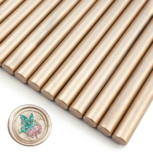 Zifospy 26-teilige 7mm Mini Siegelwachs Sticks für Klebepistolen – Elegante Versiegelung für Hochzeitseinladungen, Grußkarten, Weinflaschen & DIY-Bastelprojekte(Champagner Gold）