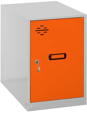 Simon Rack Armadietto Metallico Piccolo; Armadio Metallico per Archiviazione, Armadio Multiuso, 475x400x500 mm, Grigio/Arancione - Simonlocker