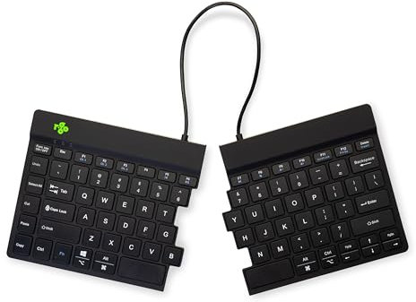 R-Go - Teclado Dividido, Mecanismo de Tijeras, túnel anticarpiano, diseño ergonómico de 2 Partes con Software de ruptura, Ultrafino, diseño QWERTY (EE. UU.), Bluetooth 5.0, Compatible con
