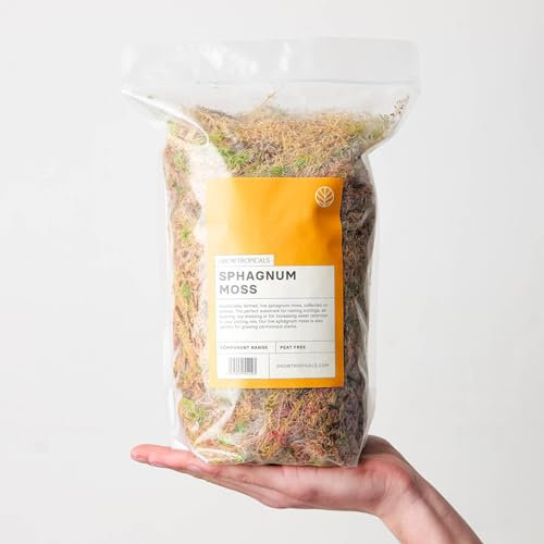 GrowTropicals Sphagnum Moss (Live), Ideal for moisture retention, root cuttings and for carnivorous planting (2.5L)