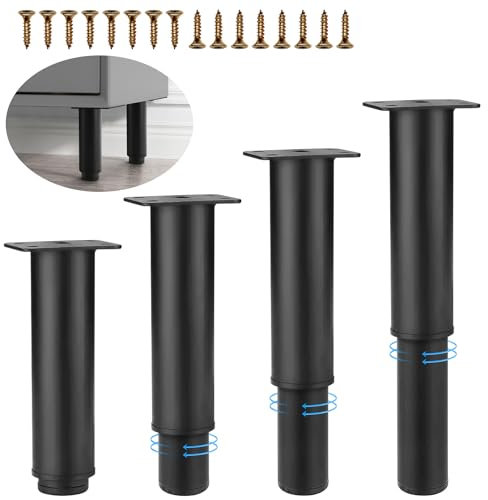 4 Stück Möbelfuß Höhenverstellbar, Metall Möbelfüße Verstellbar, Möbelfuss Verstellbar, Höhenverstellbare Füsse für Möbel, Möbelfuß Verstellbar Geeignet für Betten Sofas Schränke Nachttische (18-33cm)