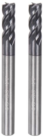 sourcing map 2pcs 5mm Dia 5mm Shank Square Nose End Mill 4 Flutes HRC45 Carbide AlTiN Coated CNC Router Bits Cutter Tools for End Milling CNC Machining
