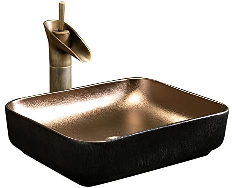 KJSHXYG Badezimmer-Waschbecken, Porzellan-Keramik-Rechteckgefäß-Waschbecken, Waschschüssel, Schrank-Aufsatzwaschbecken für Schrank-Waschtisch, Badezimmergefäß