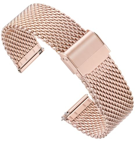 Zehior Edelstahl Metall Dick Gitter Uhrenarmbänder für Herren und Damen, Doppelter Sicherheitsverschluss, Schnellverschluss, Smart Watch Armbänder, 16mm 18mm 20mm 22mm